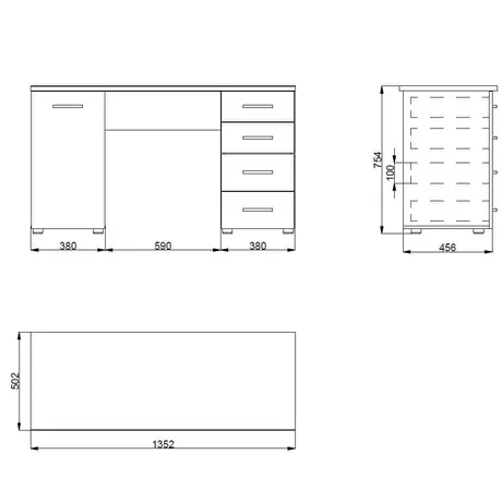 Buy Mare White Computer Office Desk – Compact Design with Cupboard & Drawers, 3 from Furnituretta