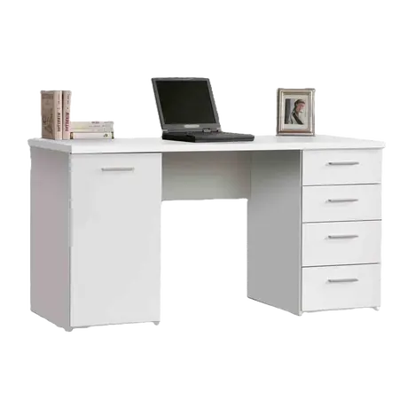 Buy Mare White Computer Office Desk – Compact Design with Cupboard & Drawers from Furnituretta