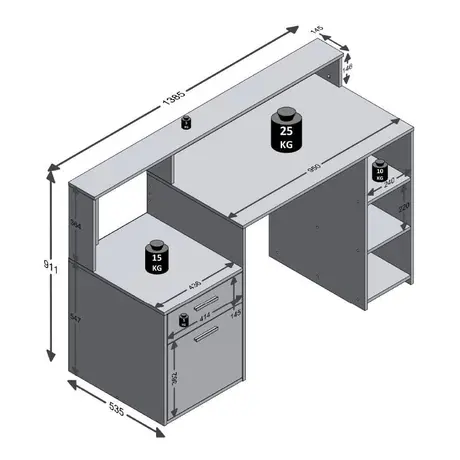 Buy Ripon Computer Desk with Hutch – White & Concrete Grey Finish, 2 from Furnituretta