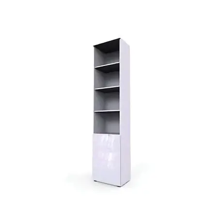 Buy Malton Tall Narrow Bookcase – Matt White Finish with White Gloss Door, 3 from Furnituretta