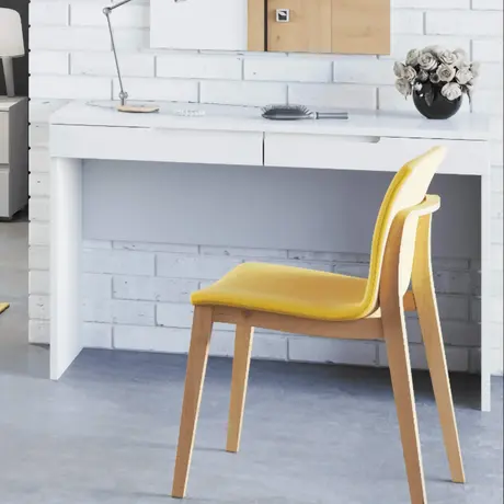 Buy Malton 2 Drawer Dressing Table – White Gloss Fronts with Matt White Frame from Furnituretta