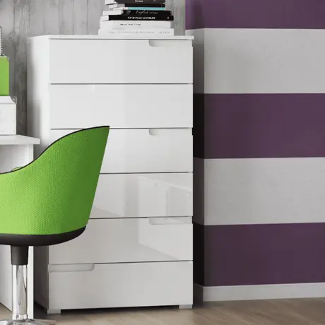 Buy Malton Chest of Drawers – White High Gloss Fronts with Matt White Frame, 2 from Furnituretta