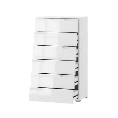 Buy Malton Chest of Drawers – White High Gloss Fronts with Matt White Frame, 4 from Furnituretta