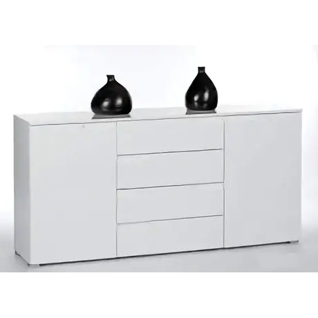 Buy Malton Wide Sideboard Cabinet – White Gloss Fronts with Matt White Frame, 2 from Furnituretta