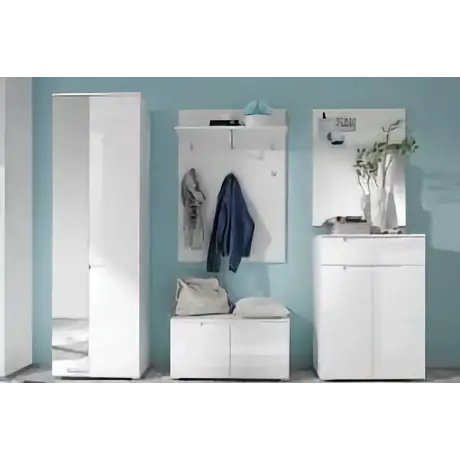 Buy Malton Tall Sideboard Cabinet – White Gloss Fronts with Matt White Frame, 5 from Furnituretta