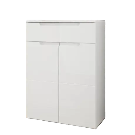 Buy Malton Tall Sideboard Cabinet – White Gloss Fronts with Matt White Frame from Furnituretta