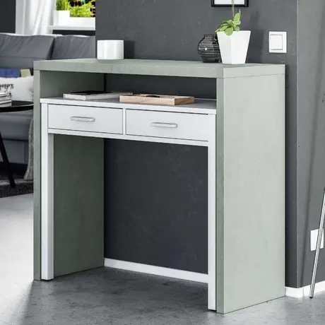 Buy Epsom Computer Writing Desk – Concrete Grey & White Finish with Reversible Legs, 2 from Furnituretta