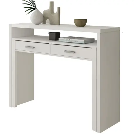 Buy Epsom Computer Writing Desk – White Finish with Reversible Legs and 2 Drawers, 3 from Furnituretta