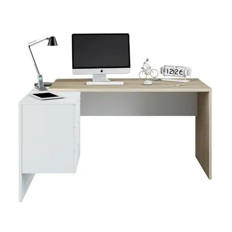 Buy Corby L-Shaped Computer Desk – Oak and White Finish with 2 Drawers and Shelf, 10 from Furnituretta