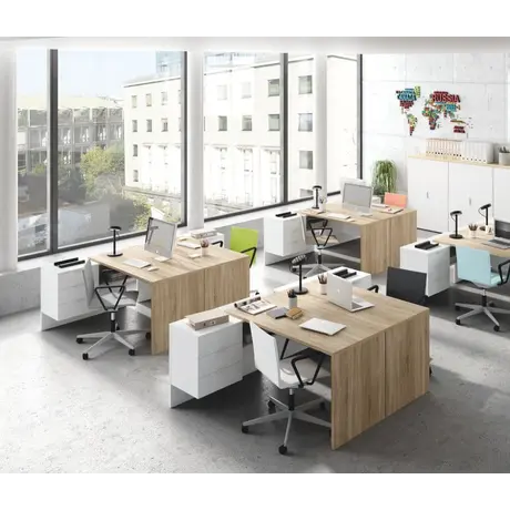 Buy Corby L-Shaped Computer Desk – Oak and White Finish with 2 Drawers and Shelf, 5 from Furnituretta