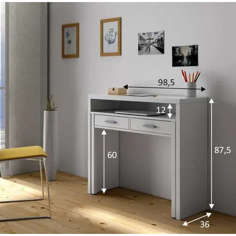 Buy Epsom Computer Writing Desk – Concrete Grey & White Finish with Reversible Legs, 6 from Furnituretta