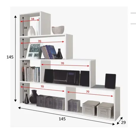 Buy Modern Bookcase – White Soft Gloss Finish with Wide Shelving, 2 from Furnituretta
