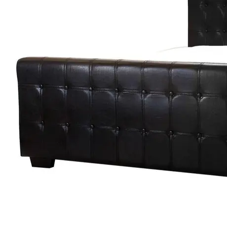 Buy Dakar Button PU Double Bed – Black Faux Leather Finish, Colour: Black, Size: Double, 3 from Furnituretta