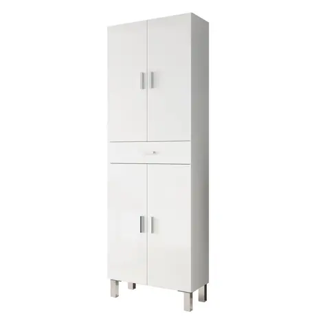 Buy Mole Tall Bathroom Cupboard – White Soft Gloss Finish with Metal Feet, 2 from Furnituretta