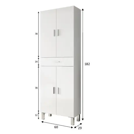 Buy Mole Tall Bathroom Cupboard – White Soft Gloss Finish with Metal Feet, 5 from Furnituretta