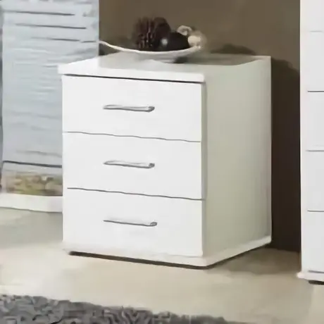 Buy Jarrow Bedside Chest of Drawers – Alpine White Finish with 3 Smooth-Glide Drawers from Furnituretta