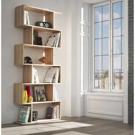 Buy Arun Tall Bookcase – Oak Effect Finish with Slim Shelving Design, 3 from Furnituretta