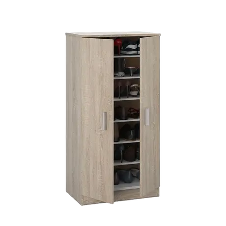 Buy Ware Shoe Cabinet – Oak Effect Finish with 6 Internal Shelves, Colour: Oak from Furnituretta