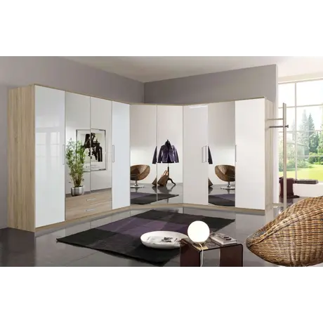 Buy Selby Wardrobe – White Gloss & Oak Effect with 4 Doors and 2 Drawers, 3 from Furnituretta