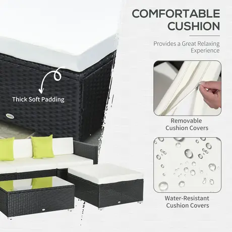 Buy Outsunny 4-Seater Garden Rattan Furniture Outdoor Sectional, 5 from Furnituretta