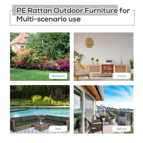 Buy Outsunny 6 Seater Garden Furniture Patio Rattan Sofa, 7 from Furnituretta