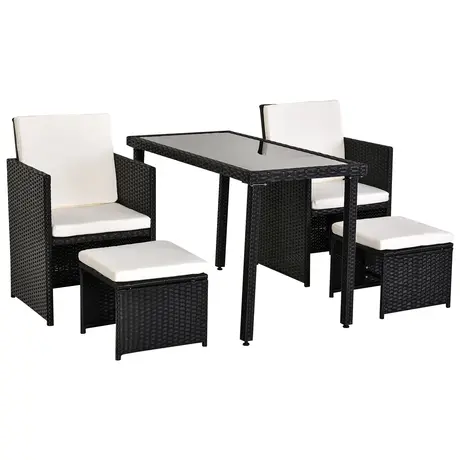 Buy Outsunny 4-Seater Rattan Garden Furniture Space-saving Wicker from Furnituretta
