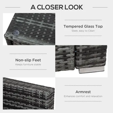 Buy Outsunny 4-Seater Rattan Wicker Garden Furniture Patio Sofa, 4 from Furnituretta