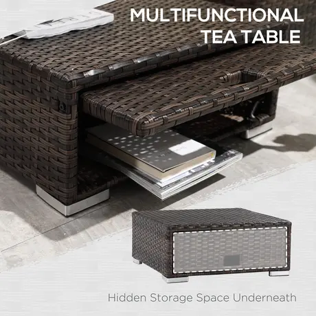 Buy Outsunny 4-Seater Rattan Garden Furniture Storage Sofa Set, 7 from Furnituretta