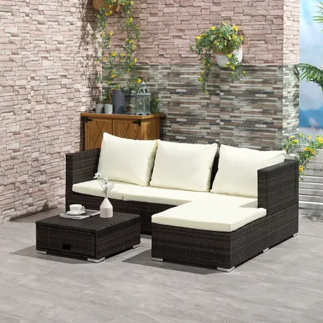 Buy Outsunny 4-Seater Rattan Garden Furniture Storage Sofa Set, 9 from Furnituretta