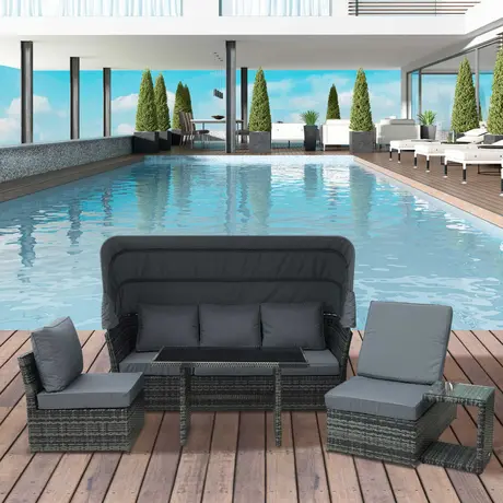 Buy Outsunny 5-Seater Outdoor Rattan Garden Sofa Sets, 2 from Furnituretta