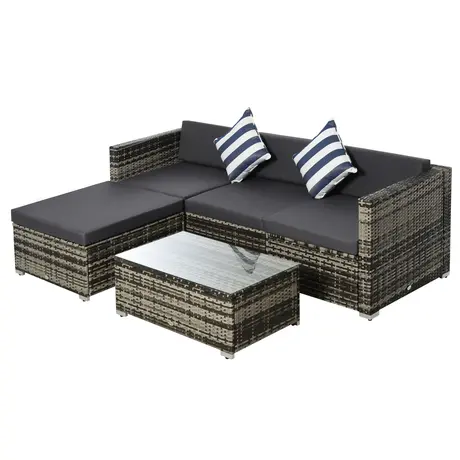 Buy Outsunny 4-Seater Garden Rattan Furniture Set, Outdoor from Furnituretta