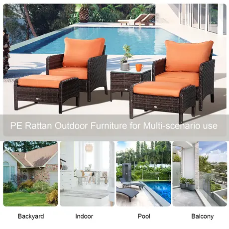 Buy Outsunny 5 Pcs PE Rattan Garden Furniture Set, 2 Armchairs, 6 from Furnituretta
