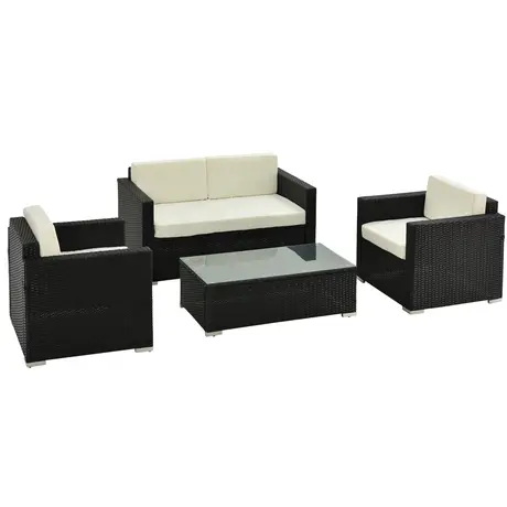Buy Outsunny 4-Seater Rattan Sofa Set Garden Rattan Furniture from Furnituretta