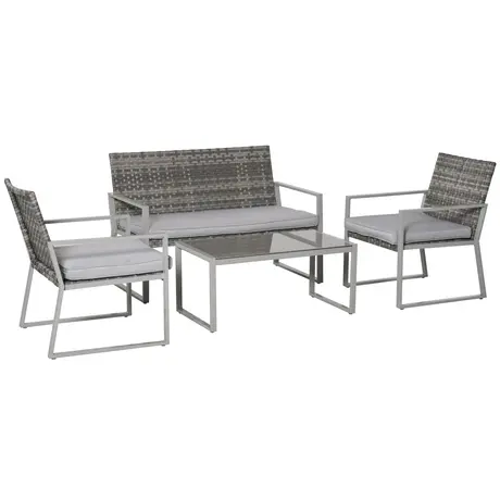 Buy Outsunny 4-Seater Rattan Garden Furniture Set 2 Single Sofa from Furnituretta