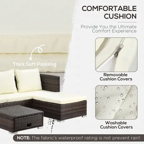 Buy Outsunny 4-Seater Rattan Garden Furniture Storage Sofa Set, 4 from Furnituretta