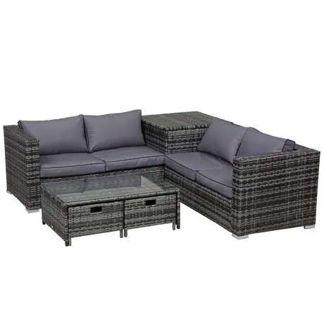 Buy Outsunny 4-Seater Rattan Wicker Garden Furniture Patio Sofa from Furnituretta