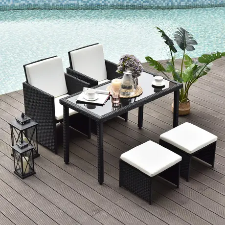 Buy Outsunny 4-Seater Rattan Garden Furniture Space-saving Wicker, 2 from Furnituretta