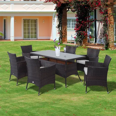 Buy Outsunny 6-Seater Rattan Garden Furniture Dining Set 6-seater, 2 from Furnituretta