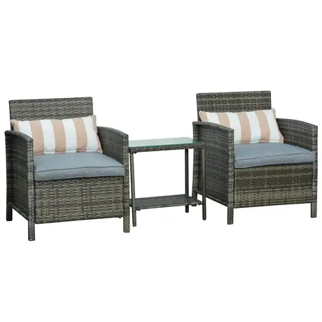 Buy Outsunny Garden Rattan Furniture 3 Pieces Patio Bistro Set from Furnituretta