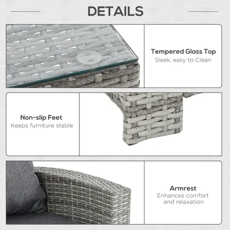 Buy Outsunny 7-Seater Rattan Dining Set Sofa Table Garden Rattan, 6 from Furnituretta