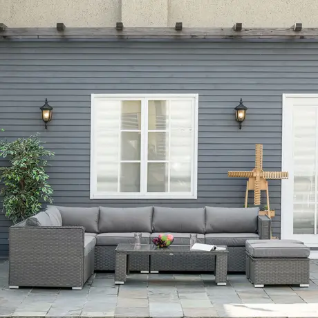 Buy Outsunny 8-Seater PE Rattan Garden Corner Sofa Set Outdoor, 2 from Furnituretta