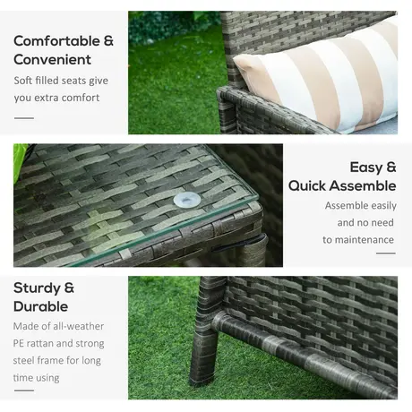 Buy Outsunny Garden Rattan Furniture 3 Pieces Patio Bistro Set, 7 from Furnituretta