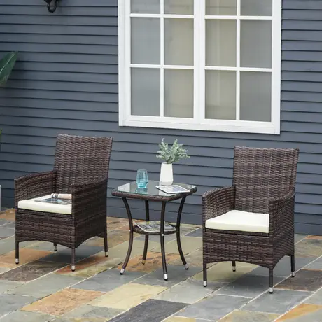 Buy Outsunny Garden Outdoor Rattan Furniture Bistro Set 3 PCs, 2 from Furnituretta