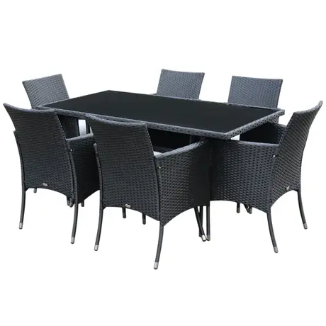 Buy Outsunny 6-Seater Rattan Dining Set Garden Furniture Patio from Furnituretta