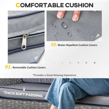 Buy Outsunny 6-Seater Outdoor Patio Rattan Dining Table Sets, 5 from Furnituretta