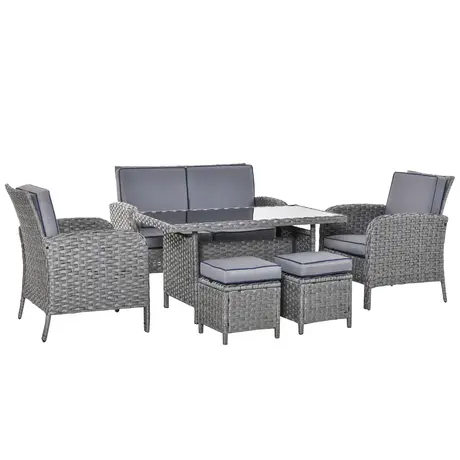 Buy Outsunny 6-Seater Outdoor Patio Rattan Dining Table Sets from Furnituretta