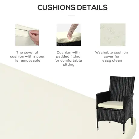 Buy Outsunny Garden Outdoor Rattan Furniture Bistro Set 3 PCs, 7 from Furnituretta