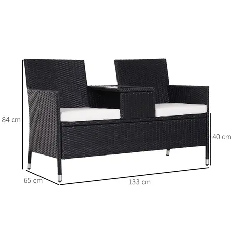 Buy Outsunny Garden Rattan 2 Seater Companion Seat Wicker, 3 from Furnituretta