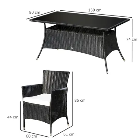 Buy Outsunny 6-Seater Rattan Dining Set Garden Furniture Patio, 3 from Furnituretta