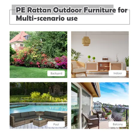 Buy Outsunny 6-Seater Garden Rattan Furniture Patio Sofa, 7 from Furnituretta